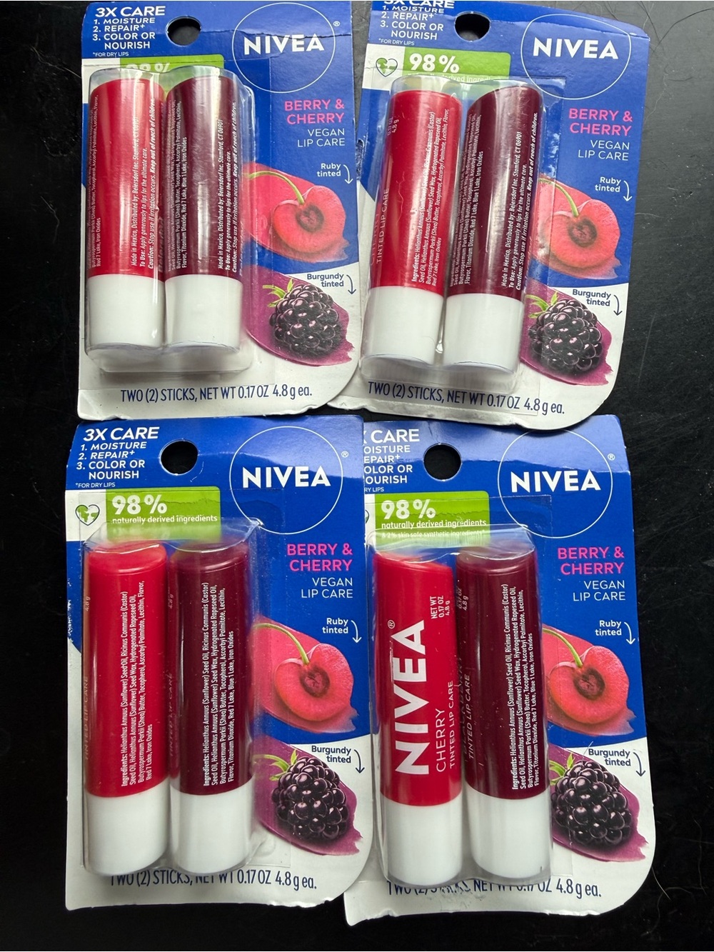 NIVEA Berry & Cherry Tinted Lip Balm Duo — Ruby & Burgundy